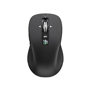 Wireless Bluetooth Mouse (USB + BT1 + BT2), Full Size Mouse, 4-Way Scrolling, Multi-Device Silent Mouse for Computer, Laptop, iPad, MacBook (Black)