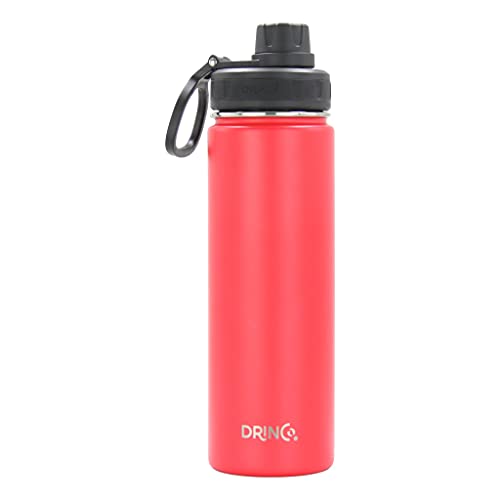 Image of Drinco Stainless Steel Water Bottle Spout Lid Vacuum Insulated Double Wall Water Bottle Wide Mouth Leak Proof Keep Cold Sport Camping Hiking (22oz Barn Red)