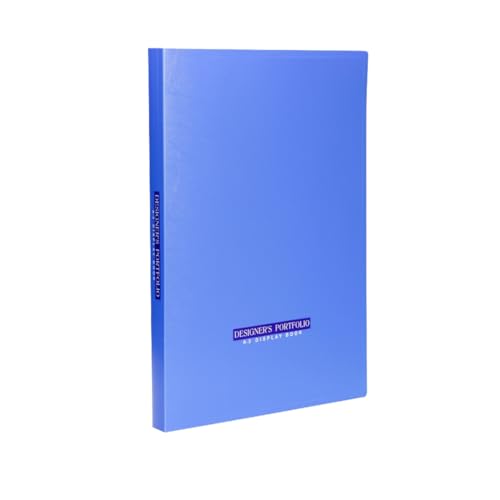 Image of Worldone A3 Size (Approx Double of A4-photocopy Paper) 1.2mm Virgin PP Portfolio Display Book -40 Fixed (Non Removable) Top Loading Photocopy Safe Binder Sleeves, (44.5 * 32 * 2.5 cm), Blue, Set of 1
