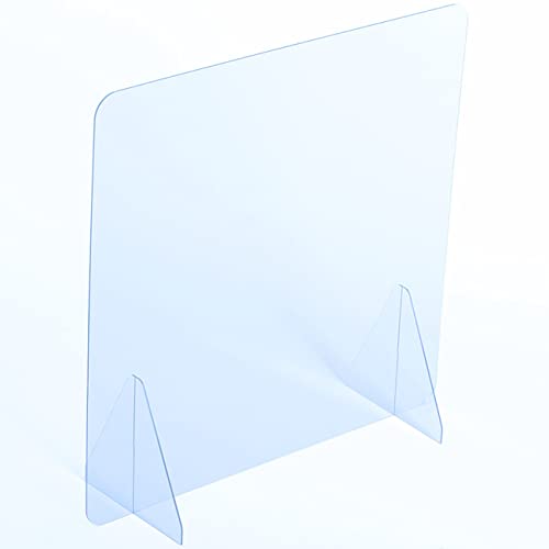 AtHaus® Spuckschutz Schutzscheibe aus Acrylglas Premium Quality, 100 x 80 (BxH) cm OHNE Durchreiche Trennwand Plexiglas Virenschutz Sichtschutz Spuck und Niesschutz Thekenaufsatz Cover