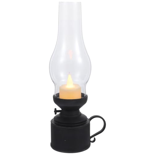 Lámpara vintage LED tipo vela farol decorativo negro 10x24 cm