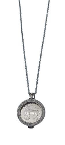 scatola regalo ANNO DEGLI ETRUSCHI MONETA 500 LIRE ARGENTO PENDENTE CON COLLANA 90 CM.
