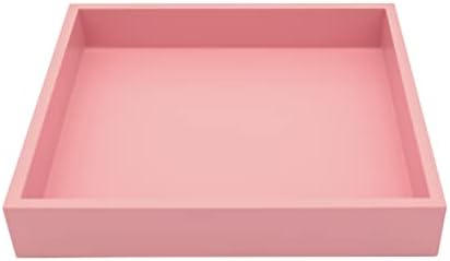 Montecito Home - 10"x10" Small Square Wood Decorative Tray for Office, Ottoman, Bathroom, Entry, Remote Controls, Countertop Organizer, Candle Tray - Mauve / Pink