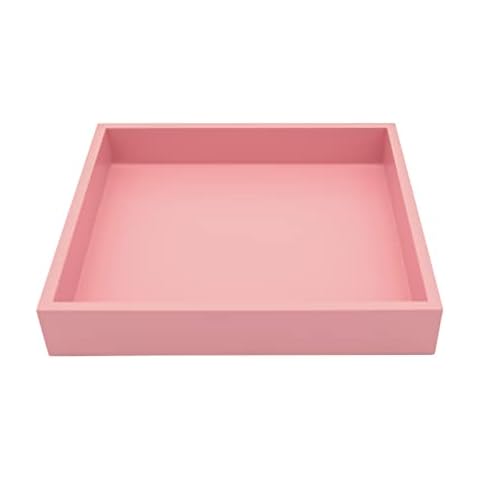 Montecito Home - 10"x10" Small Wood Decorative Tray for Office, Bathroom, Entry, Remote Controls, Countertop Organizer - Mauve / Pink Cover
