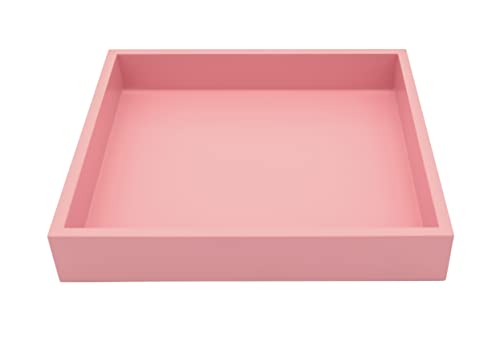 Montecito Home - 10"X10" Small Square Wood Decorative Tray For Office, Ottoman, Bathroom, Entry, Remote Controls, Countertop Organizer, Candle Tray - Mauve / Pink #TOP12