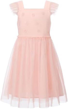 ALLOVIN Girls & Toddlers Embroidered Soft Tulle A-Line Party Dres...