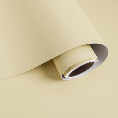 VaryPaper 15.7"x78.7" Neutral Beige Wallpaper Stick and Peel Cream Contact Paper for Cabinets Countertops Waterproof Decorative Solid Beige Vinyl Wrap Removable Cream Wallpaper for Nursery Bedroom by VaryPaper - Used condition - US$8.62