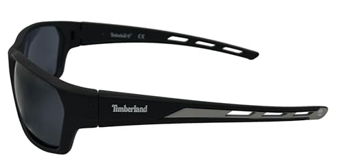 Timberland Mens Rectangle Matte Black Plastic Sunglass, Smoke Lens TB7236 2A3