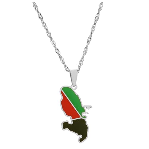 AMSLSIU Collier pendentif carte de la Martinique, tendance, larges Occasions applicables, breloque en acier inoxydable, pendentif drapeau de la carte du pays du Paraguay, couleur acier