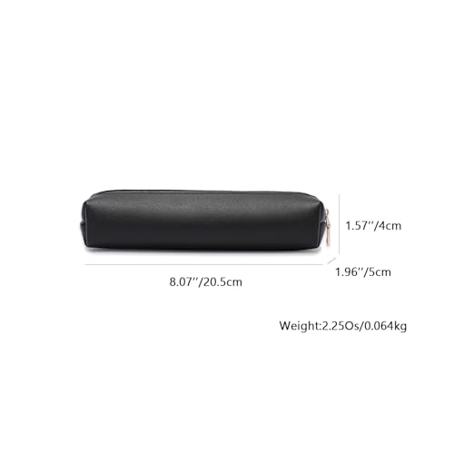 Image of Faux Leather Color Pencil Case Multifuncional and Simple with Zipper for School (Black,Faux Leather)