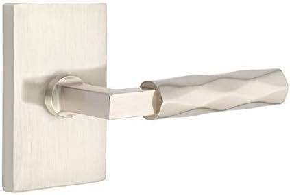 Emtek Select Privacy, Modern Rectangular Rosette, Tribeca Lever (Left Hand, L-Square Stem, Satin Nickel)
