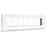 COLORPAPA Vinyl Transom Window, 10" x 48" Double Pane Household Fixed Window with Grids and Tempered Glass for House, Above Doors, Garage, Hallways(White)