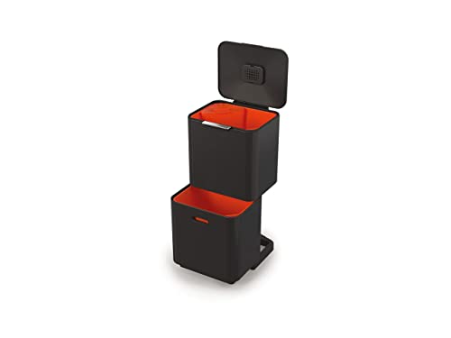 Joseph Joseph Pattumiera da cucina Totem Max da 60 litri, per raccolta differenziata e riciclaggio, colore nero
