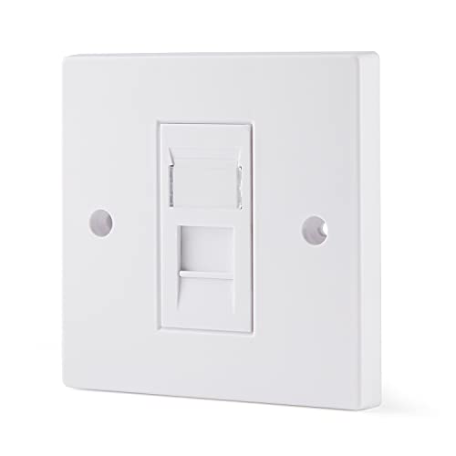 rhinocables Ethernet Faceplate Single 1-Port/Double 2-Way/Quad 4-Way RJ45 Socket Wall Plate for Ethernet Cable Networking Socket Box (Single 1-Port, CAT6a)