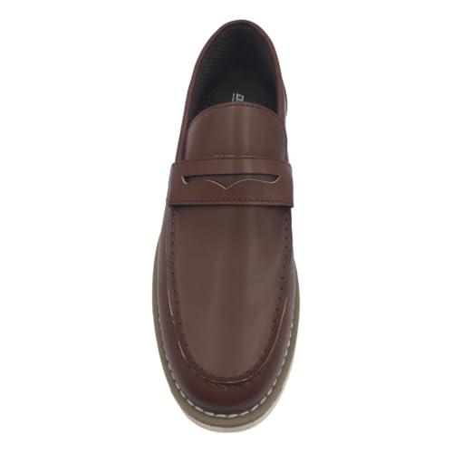 Classic Men's Penny Loafers, Brown Leather, Casual Business Dress Shoes with Comfort Mesh Lining, Comfortable Sole4