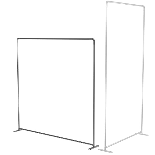 Windscreen4less Free Stand Backdrops Room Divider Partition Frame Stainless Steel Banner Poster Holder for Privacy Screen Background Events Party Birthday Adjustable Size 6’x6’ 4’x8’ 8’x4’