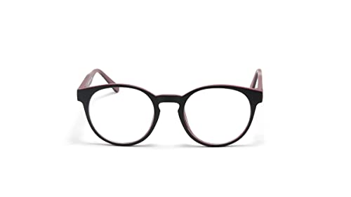 Óculos Armação De Grau Retro Redondo Unissex Com Lentes Sem Grau (Vermelho-Preto)