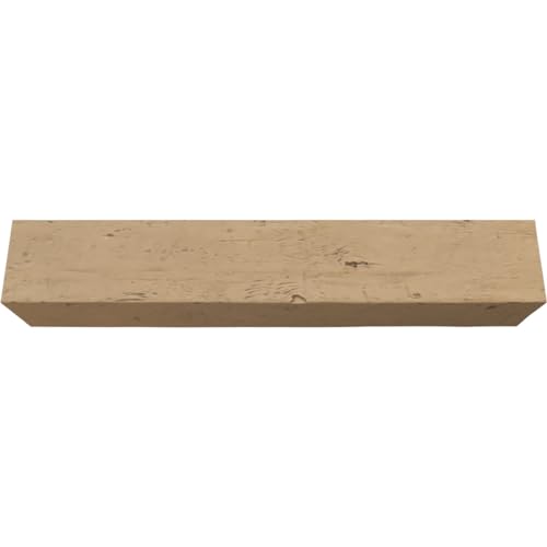 8"W x 4"H x 12'L 2-Sided (L-Beam) Knotty Pine Endurathane Faux Wood Ceiling Beam, Oatmeal