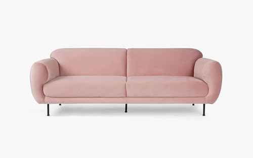 Image of Velvet Contemperory Sofa with Cushion Chaise Lounge Sectional Sofa Perfect for Living Room & Bedroom Guests Home & Office (3 Seater Velvet Pink, 3+1)
