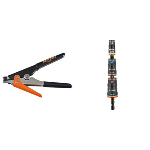 Klein Tools Tie Tensioning Tool for 120-250-Pound Ties and 7-in-1 Impact Flip Socket Set