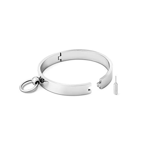 Edelstahl Halsband Halsreif Metall Halsfessel BDSM SM Bondage Sklaven-Sexspielzeuge für Männer Frauen Paare (mit O-Ring HB01 Größenauswahl) (Innen Ø 130 mm)