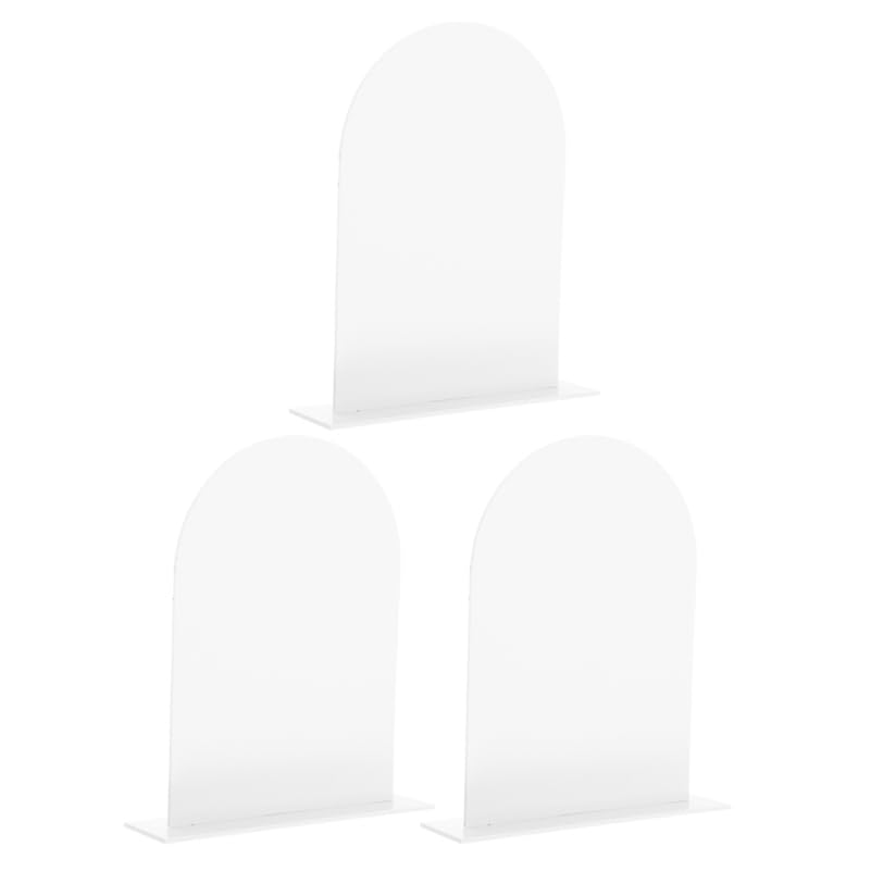 Healeved 3pcs Acrylic Arch Table Signs with Stand Blank Reusable Wedding Place Cards for Anniversary Event Decoration and Outdoor Use White Portable Table Number Holders