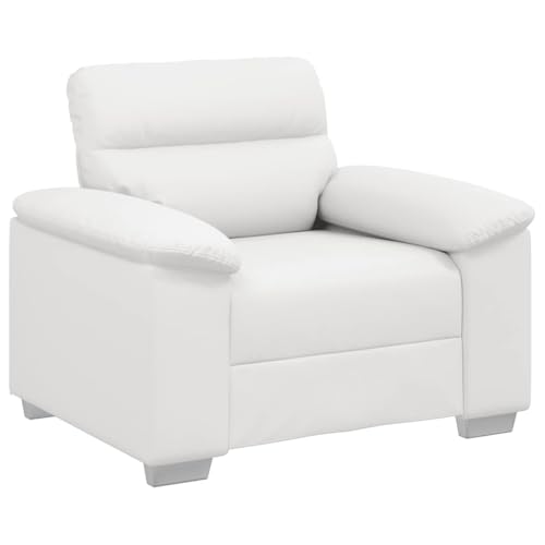 vidaXL Poltrona Bianca 100x81x84 cm in Similpelle, Divano Singolo, Sedia Accento, Sedia Relax, Poltrona, Sedia TV, Divano a Un Posto, Divano a Un Posto