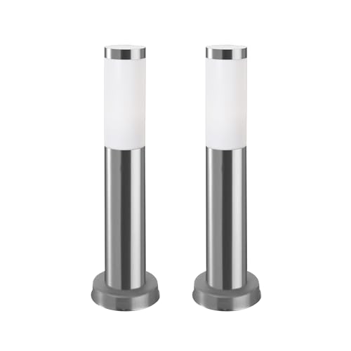 FORLIGHT Koral (2uds) Baliza Exterior para Jardín Resistente al Agua IP55. Poste de Luz para Sendero y Camino. Lámpara Bolardo de Acero Inoxidable 23W. Farolillo Moderno Zonas de Paso