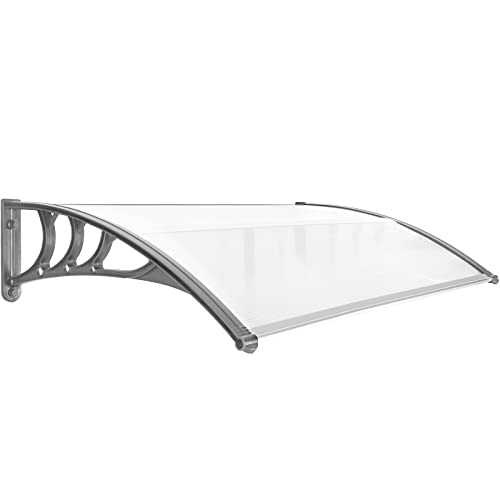 PrimeMatik - Tejadillo de protección 150x80cm Marquesina para Puertas y Ventanas Gris