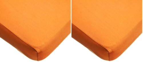 Image of TL Care Supreme 100% Natural Cotton Fitted Crib Sheet 52 inch x 28 inch, Enhanced Thickness for Soft, Breathable & Hypoallergenic Jersey Comfort, Orange, Neutral for Boys & Girls (Pack of 2)