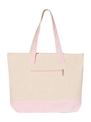 Q-Tees 19L Zippered Tote One Size Natural/Light Pink