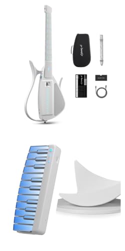 Guitare-Smart Sans Cordes Enya CYBER-G Blanche avec Module Clavier et Support Intégré