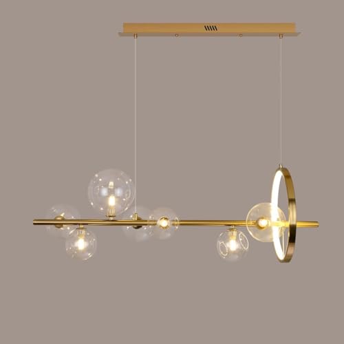 Suspension linéaire noire 7 globes pour sublimer votre table de salle à manger