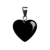 LLUXIA Pendentif Cœur en Obsidienne Noire – Pierre Naturelle Protectrice pour Femme – Bijou Énergétique en Pierre pour Femme Cadeau Bien-être – Sans Chaîne