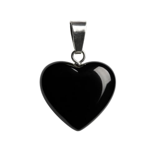 LLUXIA Pendentif Cœur en Obsidienne Noire – Pierre Naturelle Protectrice pour Femme – Bijou Énergétique en Pierre pour Femme Cadeau Bien-être – Sans Chaîne