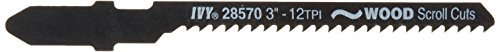 Ivy Classic 28570 3-Inch 12 Tpi T-Shank Jig Saw Blade, Wood Fine Scroll Cutting, High-Carbon Steel, 3/Card #TOP5