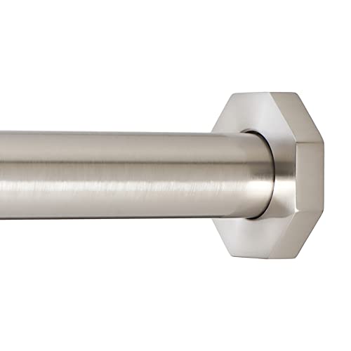Ivilon Tension Curtain Rod - Hexagonal Spring Tension Rod For Windows Or Shower, 36 To 54 Inch, Brushed Nickel #TOP8