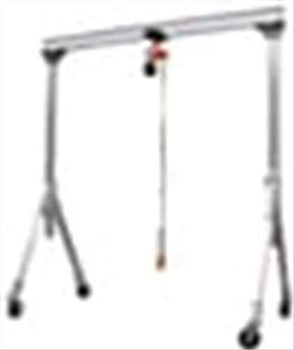 Vestil Aha-4-12-10 Aluminum Adjustable Gantry Crane, 4000 Lb. Capacity, 12' Overall Beam, 96" Usable Trolley Travel Distance, Under I-Beam Range 92"-120", 100.13" Height,Silver #TOP16