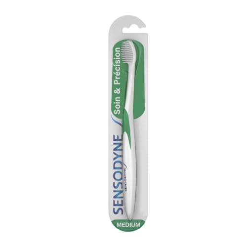 SENSODYNE - Brosse à Dents Medium Soin & Précision - Nettoyage en Douceur des Dents Sensibles - Respecte les Gencives - Coloris Aléatoire