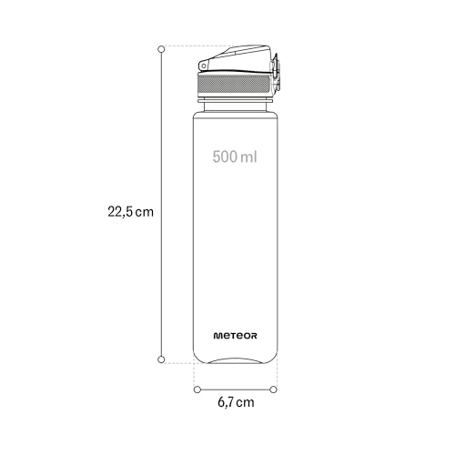 meteor Trinkflasche Kinder auslaufsicher 500 ml Tritan BPA-frei Schwarz – Ansicht 6