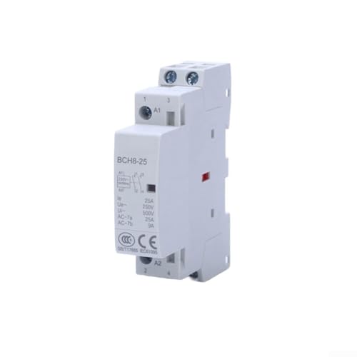 Contacteur AC 25 A 2 pôles 2NO 230 V pour commande de circuit de charge et d'éclairage monté sur rail en nylon PA6