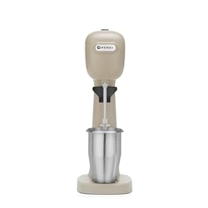 HENDI Getränkemixer, inkl. 2 Mischbecher, 4 Rührwerken, für Milchshakes, Freddo Cappuccino, Frappés, Milchshake Maker, Drink mixer, 0,5L, 230V/400W, 170x196x(H)490mm, ABS, Edelstahl, Karamell