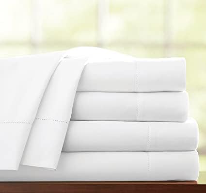 100% EGYPTIAN COTTON 300 THREAD COUNT HOTEL QUALITY FLAT BED SHEET (Single, White)