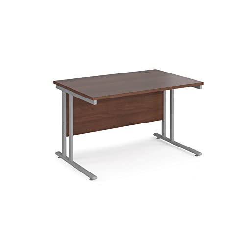 DAMS Maestro 25 Rectangle Desk 800 mm Deep with Silver Cantilever Leg, Walnut, 120 cm