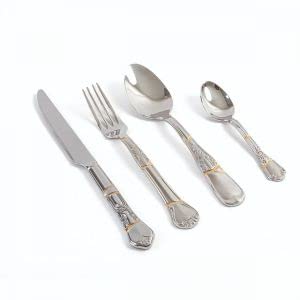Ménagère kintsugi acier et or 4 pièces pour vos repas quotidiens