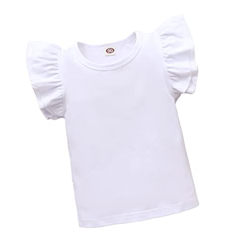 Zfzdren Toddler Baby Girls T Shirt Solid Color Blouse Ruffle Top Cotton Basic Tees Plain Shirt (3-4 Years, B048) #TOP18