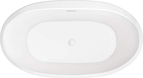 PROFLO PFFSO5931 Cornwall 59" Free Standing Acrylic Soaking Tub with Center Drain, Drain Assembly, and Overflow - White