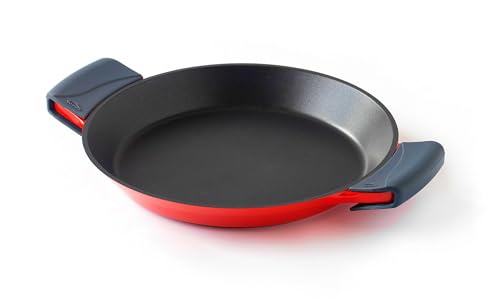 Paellera de aluminio fundido cocotte roja 32 cm. Diseño duradero, distribuye el calor uniformemente. Diseñado para: cocinar paellas y arroces.