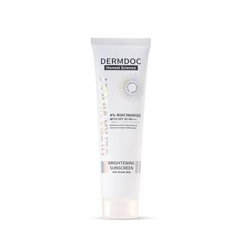 Image of DERMDOC 4% Niacinamide Ultra Violet Brightening Sunscreen (30 gm) | PA+++ | Sunblock I Sunscreen for Oily Skin I UV Protection
