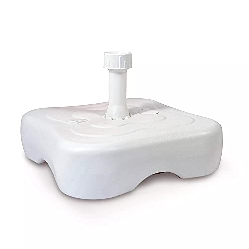 URBNLIVING Pied de parasol en plastique blanc pour jardin, terrasse, 14 l, 18 l, 20 l (carré 14 L)